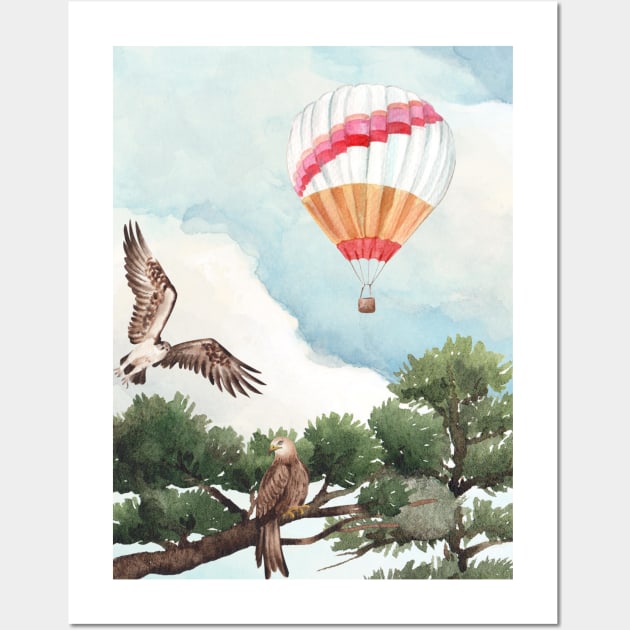 Balloon and birds in nature Wall Art by Martsy